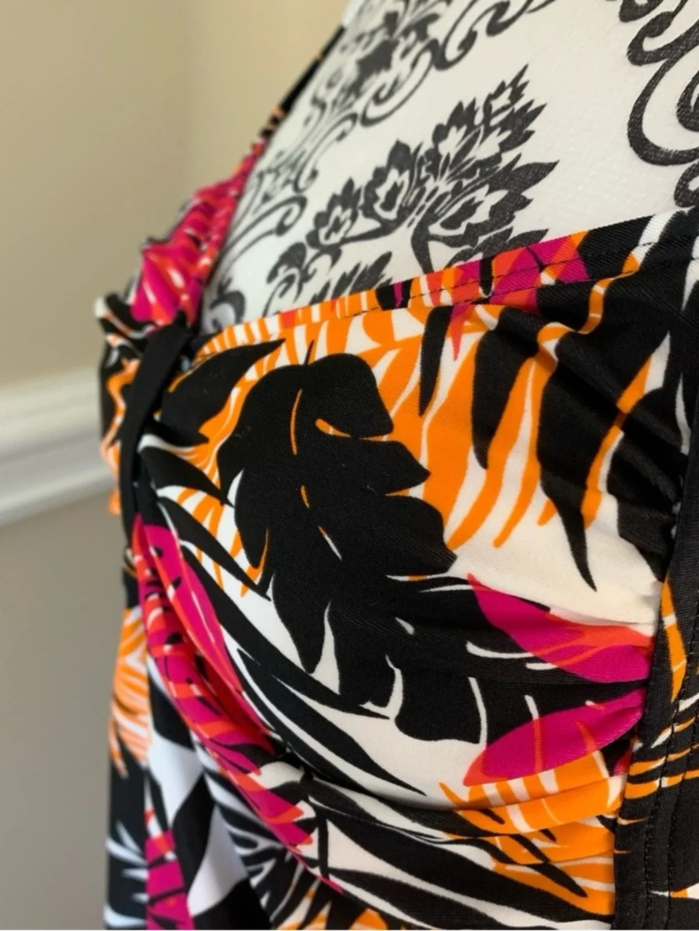 Tropical Print Tank Dress in Pink & Orange
